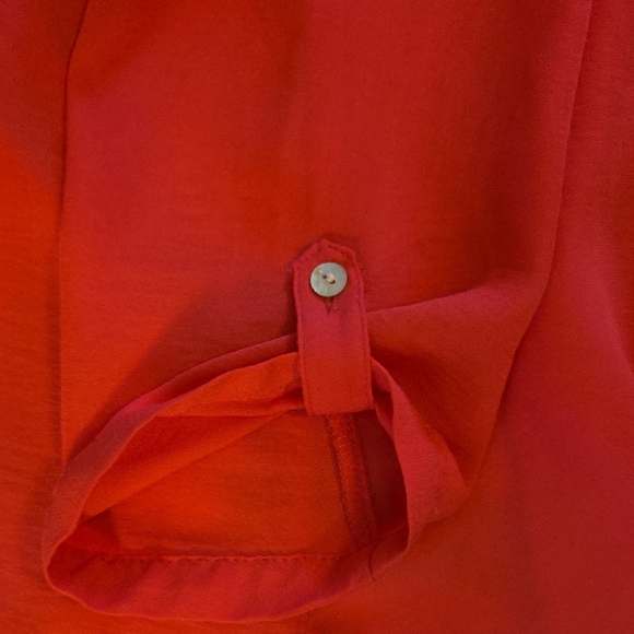 Express Bold Red V-Neck Blouse - Picture 4 of 6